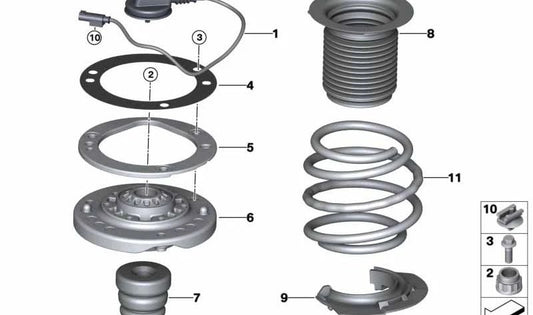 Refuerzo del cojinete de apoyo izquierdo para BMW Serie 3 F80, Serie 4 F82, F83 (OEM 31302285700). Original BMW