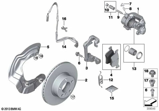 Kit de Reparación de Pastillas de Freno sin Amianto para BMW Serie 1 E87 (OEM 34116769763). Original BMW