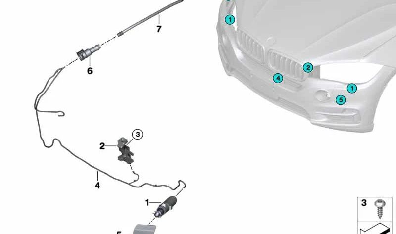 Tapa de boquilla de pulverización imprimada derecha para BMW X5 F15, F85 (OEM 51118059938). Original BMW