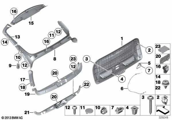 Cubierta del borde de carga superior para BMW Serie 5 F07, F07N (OEM 51497205814). Original BMW.