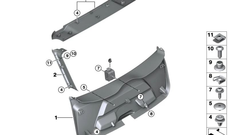 Revestimiento interior derecho del maletero OEM 51497315766 para BMW i3 (I01). Original BMW.