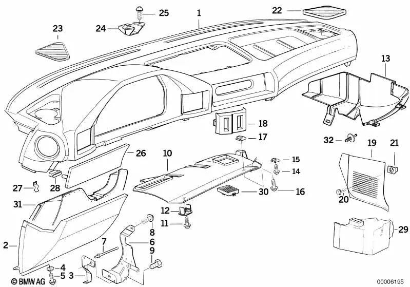 Blende for BMW E34 (OEM 51458181447). Genuine BMW