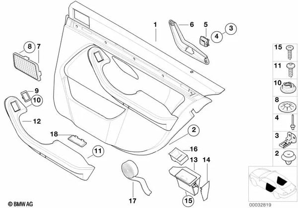 Revestimiento de puerta trasera derecha para BMW E39 Serie 5 (OEM 51427140006). Original BMW