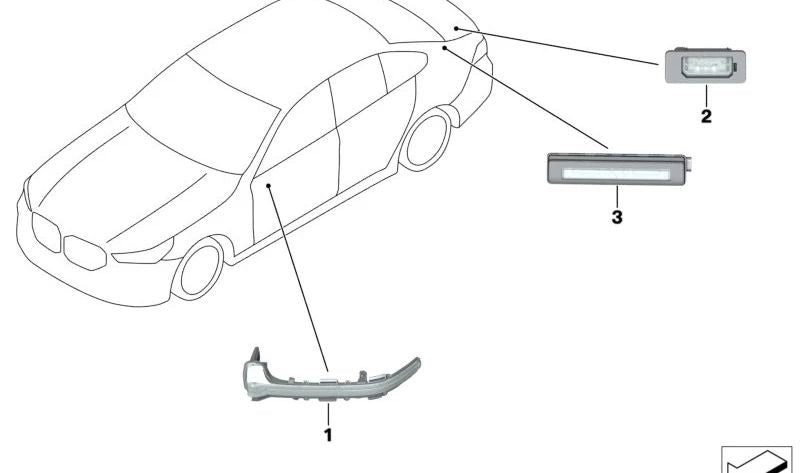 Luz LED de matrícula para BMW F90N, G30N, G31N, G38N, G60 (OEM 63269481842). Original BMW