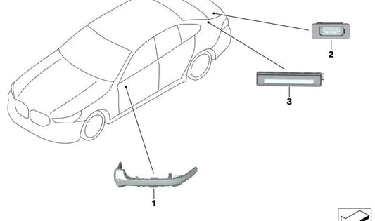 Luz LED de matrícula para BMW F90N, G30N, G31N, G38N, G60 (OEM 63269481842). Original BMW