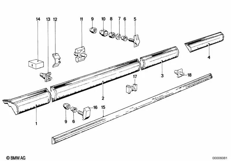 Moldura lateral delantera derecha para BMW E24 (OEM 51131839138). Original BMW