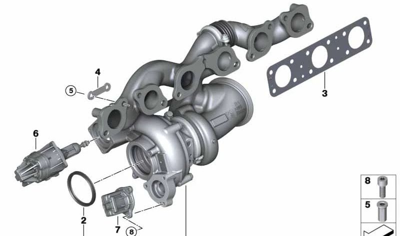 Válvula de descarga turbo OEM 11657609210 para BMW F20, F21, F22, F23, F87, F30, F31, F34, F32, F33, F36, F07, F10, F11, G12, E84, F25, F26, F15, F16, E89. Original BMW.