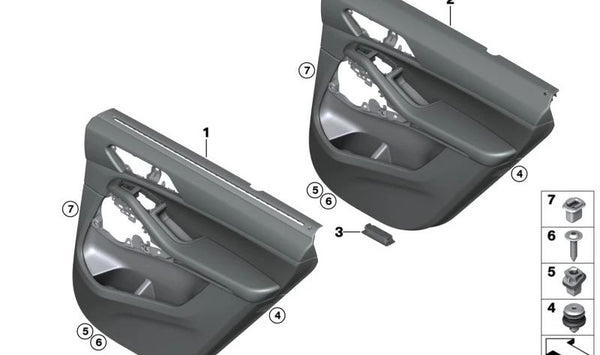 Panel de puerta trasera izquierda OEM 51429474201 para BMW G05 (X5). Original BMW