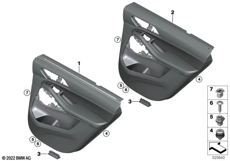 Revestimiento interior de puerta trasero izquierdo para BMW X5 G05 (OEM 51429474203). Original BMW