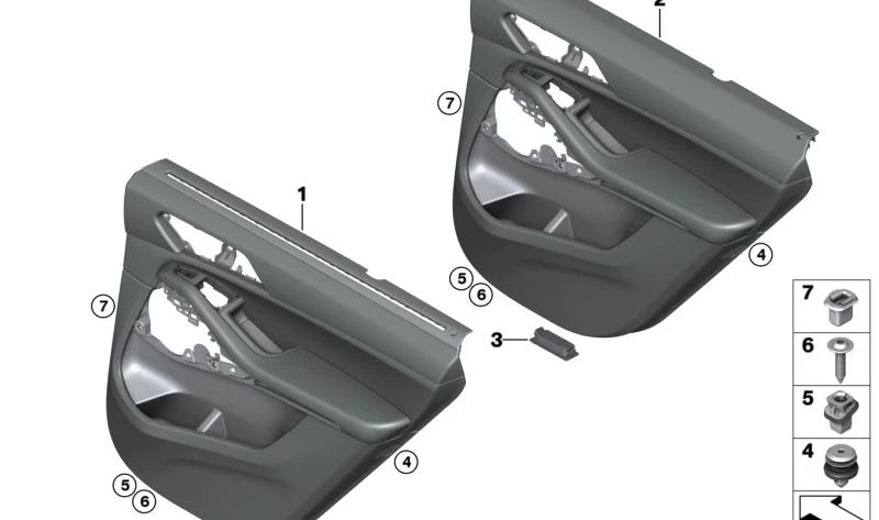 Türverkleidung hinten rechts für BMW X5 F95 (OEM 51429882536). Original BMW.