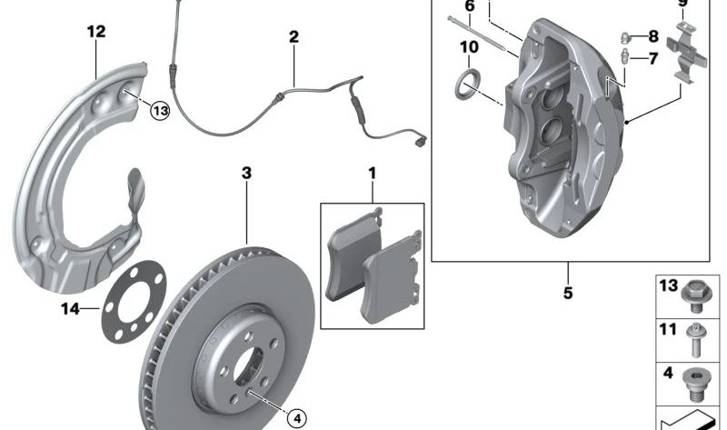 Disco de freno ventilado izquierdo OEM 34116875283 para BMW G20, G22, G26, G30, G31, G32, G11, G12, G14, G15, G16, G05, G18, G06. Original BMW.