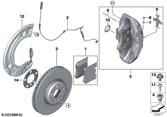 Rechtes Bremssattelgehäuse für BMW 2er G42, 3er G20, G20N, X5 G05, G18, X6 G06 (OEM 34116891312). Original BMW.