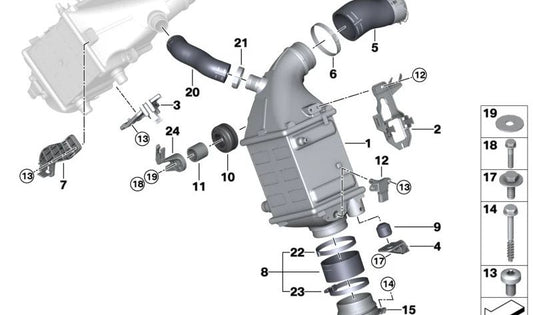 Abrazadera para tubo (OEM 13718664996) para BMW G30, G11, G12, G14, G15, G16, G05, G06, G07. Original BMW.