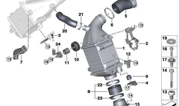 Soporte de desacoplamiento OEM 17518636366 para BMW G30, G11, G12, G14, G15, G16, G05, G06, G07. Original BMW.