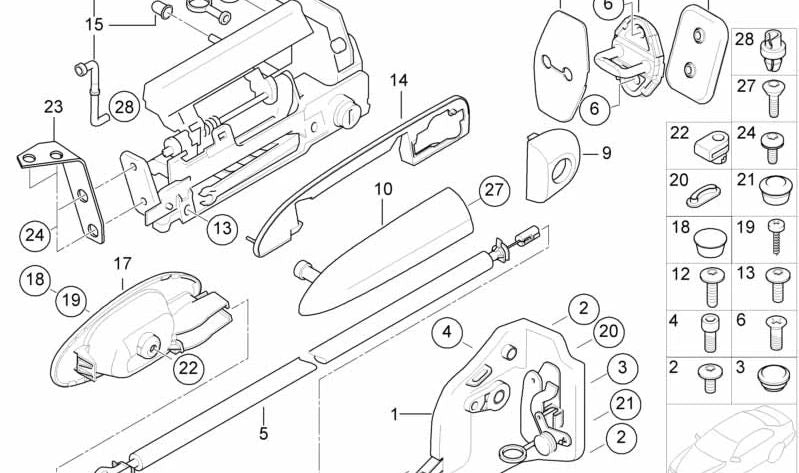 Manilla exterior puerta derecha OEM 51218232140 para BMW E52. Original BMW.