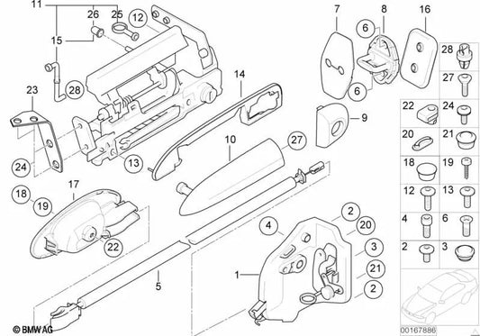 Right hand twist latch lock for BMW E52 Z8 (OEM 51218232132). Original BMW