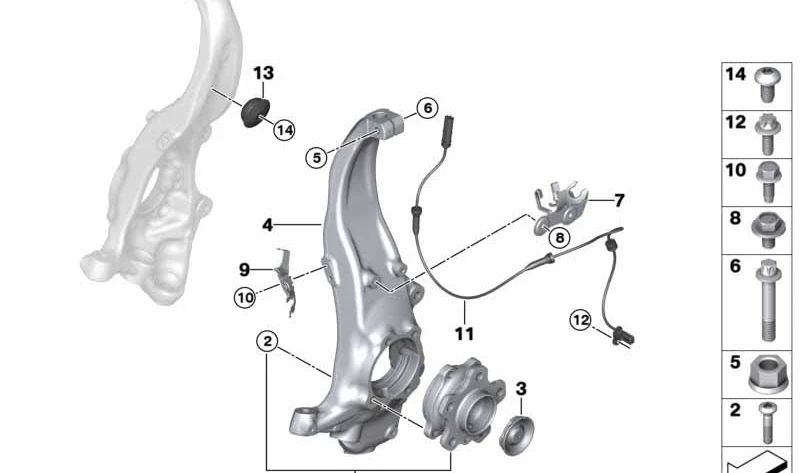 Soporte de latiguillo de freno delantero derecho OEM 34306865294 para BMW Serie 7 (G11, G12). Original BMW