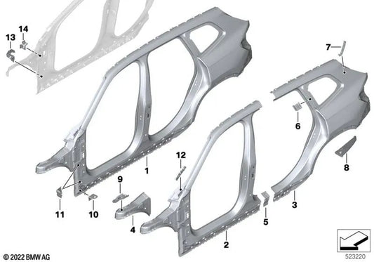 Rechter äußerer Seitenrahmen für BMW X1 U11 (OEM 41305A06028). Original BMW