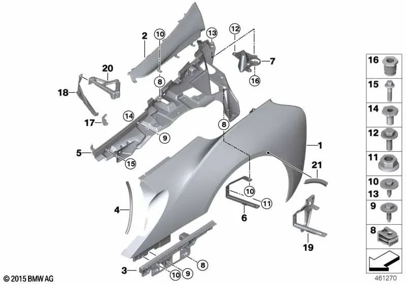 Soporte pared lateral trasera abajo izquierda para BMW I12, I12N, I15 (OEM 51437336325). Original BMW