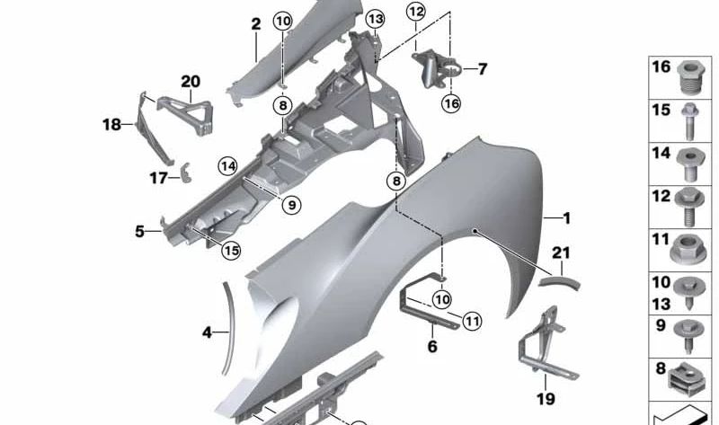 Right rear back wall OEM 5111269688 for BMW I12, I15. Original BMW.