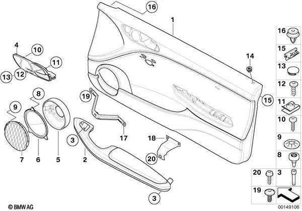 Panel de puerta izquierda para BMW E46 (OEM 51417895581). Original BMW