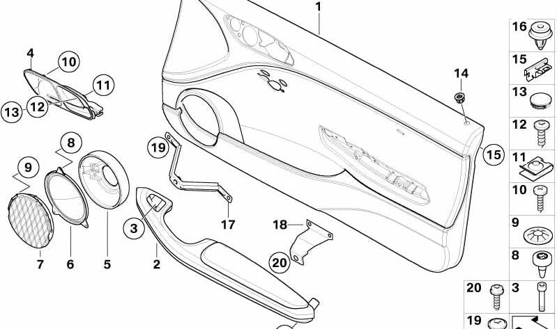 Manilla de puerta delantera izquierda para BMW Serie 3 E46 (OEM 51417896919). Original BMW