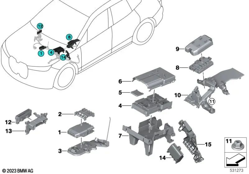 Distribuidor de corriente para BMW I20 (OEM 61145A45135). Original BMW