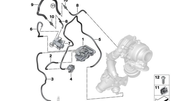 Depósito de vacío OEM 11658581292 para BMW F40, F44, F45, F46, G20, G21, G30, G31, G32, F48, F39, G01, G02, F55, F56, F57, F54, F60. Original BMW.