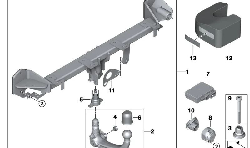 Unidad de control del enganche para remolque para BMW F40, F44, G42, G21, G22, G23, G01, G05, G06 (OEM 63115A056D0). Original BMW