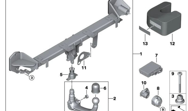 Unidad de Control del Enganche de Remolque para BMW Serie 3 G20, G21, Serie 4 G22, G23, G26, Serie 5 F90, G30, G31, Serie 6 G32, Serie 7 G11N, X3 F97, G01, G08E, X4 F98, G02, X5 G05, X7 G07 (OEM 63115A056C9). Original BMW