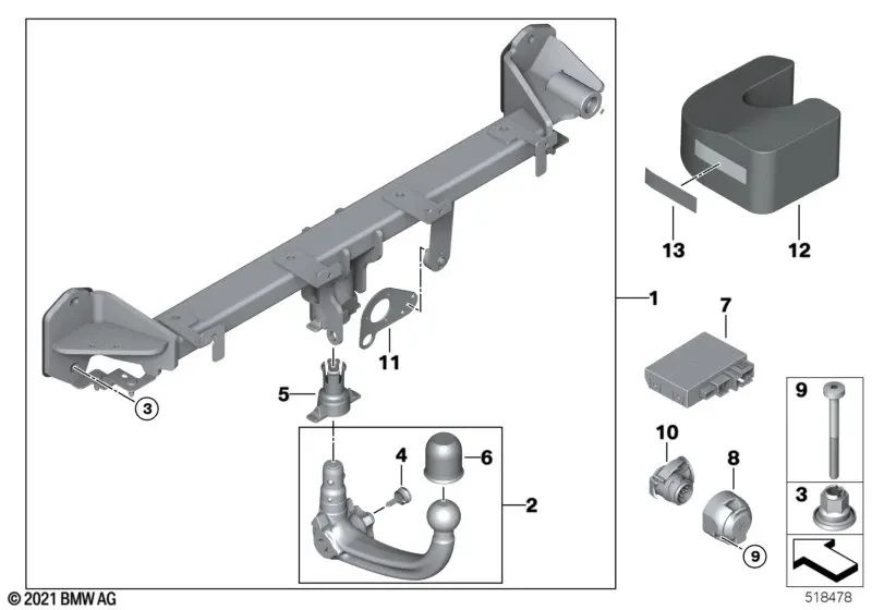 Soporte para enchufes para BMW G42, G20, G21, G22, G23, G30, G31, G01, G05, F95N, G05N, G06N (OEM 71609498207). Original BMW.