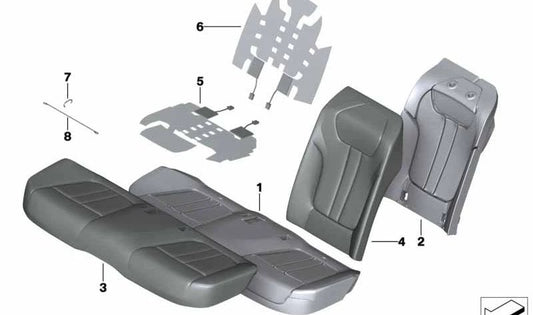 Right Climate Leather Backrest Base Cover for BMW G11, G12 (OEM 52207413356). Original BMW