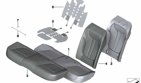 Funda Base Respaldo Cuero Clima Derecho para BMW G11, G12 (OEM 52207413356). Original BMW