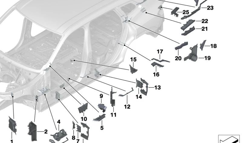 Pieza de entrada exterior trasera derecha para BMW X5 F95, G05, G18, X6 F96, G06, X7 G07, XM G09 (OEM 41009879586). Original BMW