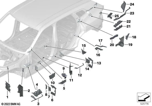 Upper Inner Left A-Pillar Moulding for BMW X5 F95, G05, G18, X6 F96, G06, X7 G07, XM G09 (OEM 41007414989). Original BMW.