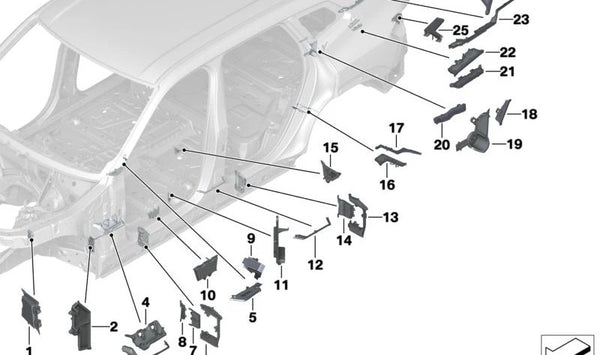 Pieza moldeada para BMW X5 F95, G05, G18, X6 F96, G06, X7 G07, XM G09 (OEM 41007412138). Original BMW.