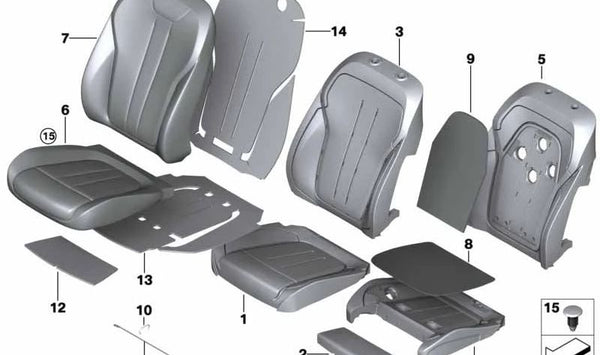 Calefacción para respaldo de asiento OEM 52107320373 para BMW F15 (X5), F16 (X6). Original BMW.