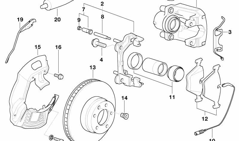 Kit de reparación de pastillas de freno sin amianto para BMW E39 (OEM 34112282556). Original BMW