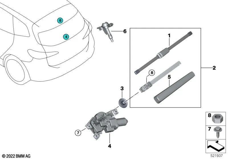 Escobilla limpiaparabrisas para BMW U06 Serie 2 (OEM 61628492159). Original BMW