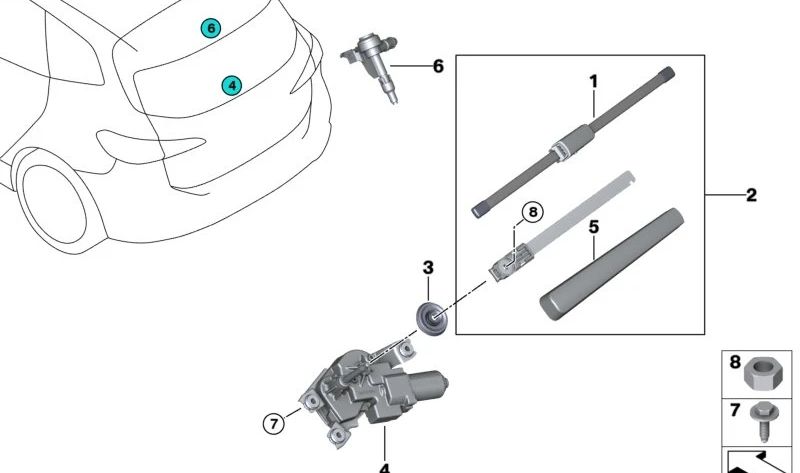 Palanca de limpiaparabrisas ZB Trasera para BMW U06 (OEM 61627932246). Original BMW