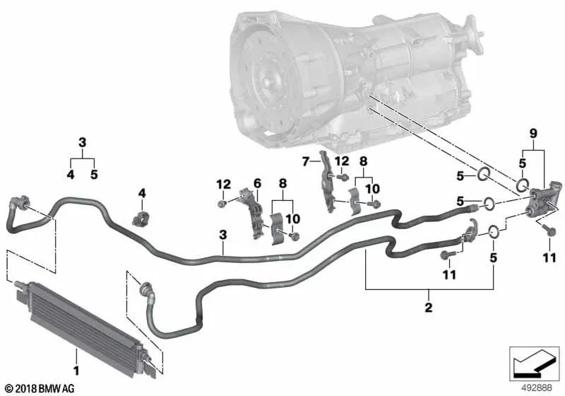 Enfriador de aceite de la caja de cambios para BMW Z4 G29 (OEM 17218666138). Original BMW