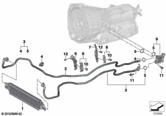 Enfriador de aceite de la caja de cambios para BMW Z4 G29 (OEM 17218666138). Original BMW