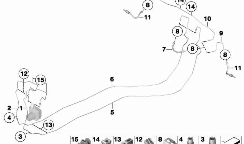 Tubería de freno OEM 34326853531 para BMW Serie 3 (E90, E91, E92, E93) y BMW X1 (E84). Original BMW