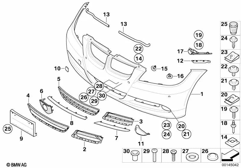 Rejilla abierta derecha para BMW E90 (OEM 51117134080). Original BMW