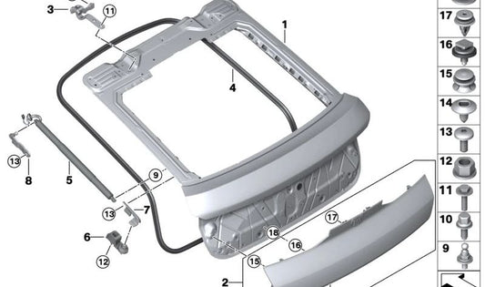 Tope Puerta Trasera Derecho para BMW X6 F96, G06 (OEM 51247441960). Original BMW