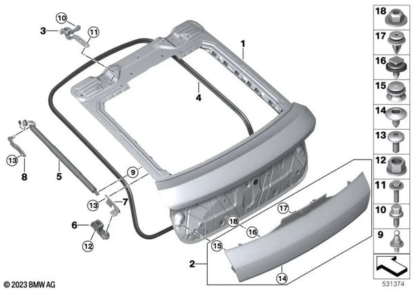 Accionamiento de husillo derecho para BMW X6 F96N, G06, G06N (OEM 51245A1E358). Original BMW