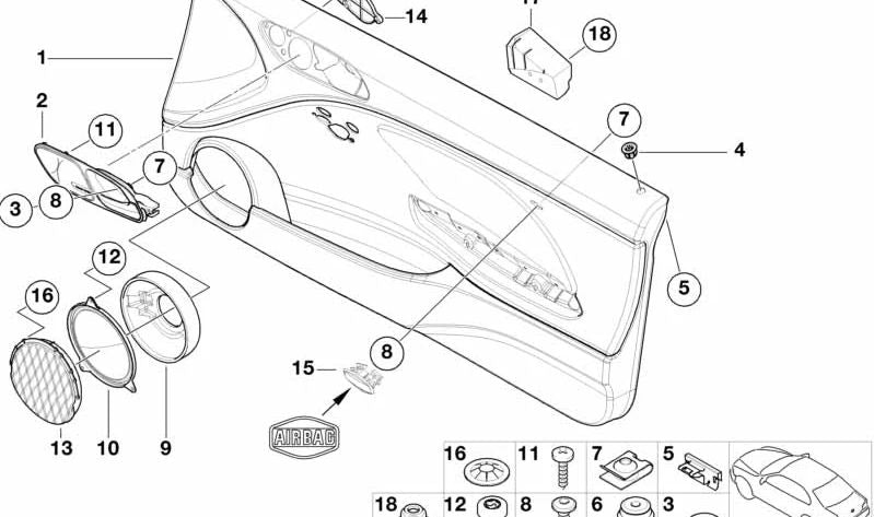 Maneta interior izquierda OEM 51418222705 para BMW E46. Original BMW.