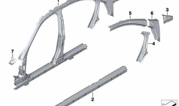 Refuerzo del marco del techo interior derecho para BMW Serie 3 F30, F80 (OEM 41217298008). Original BMW