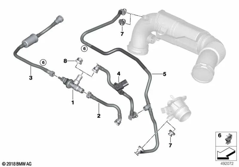 Tapa de cierre para BMW Serie 1 F40, F52, Serie 2 F44, F45N, F46, X1 F48, F48N, X2 F39 (OEM 13908741978). Original BMW