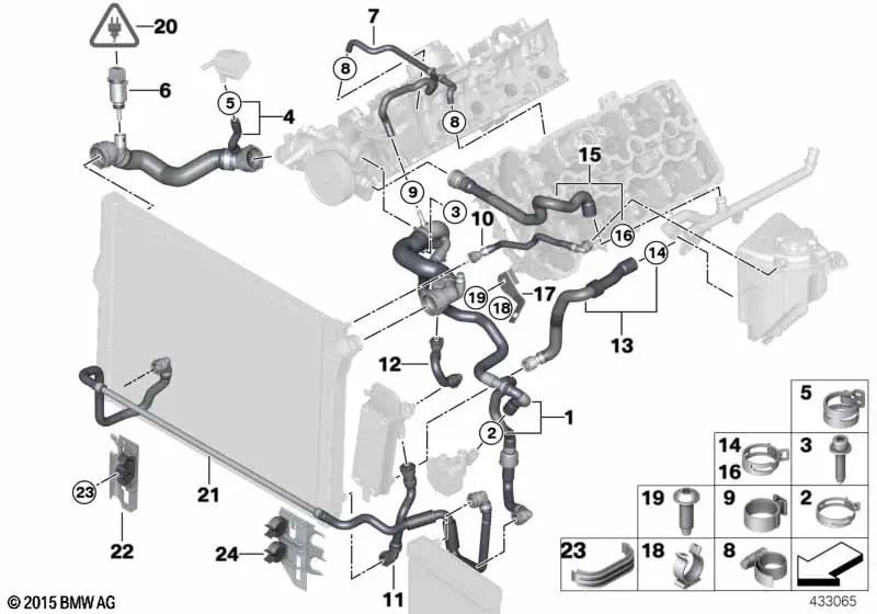 Manguera de refrigerante para BMW F01, F02 (OEM 17127596040). Original BMW